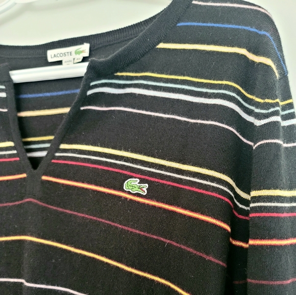 Lacoste Women's Pure New Wool Pull-Over Striped Sweater Size 46 - Picture 5 of 12